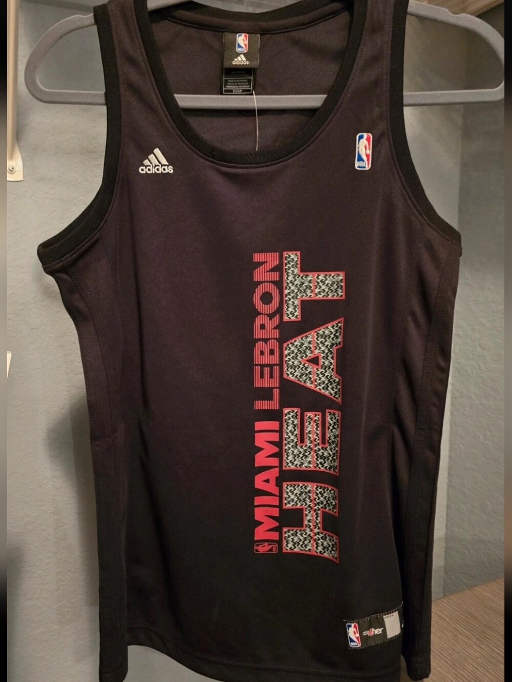 Adidas Miami LeBron Heat Black Basketball Jersey Shirt [S]